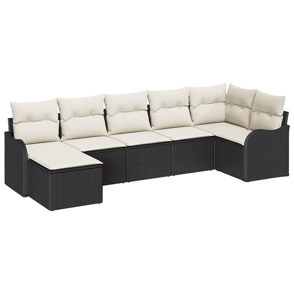 vidaXL Set Divano da Giardino Nero polyrattan