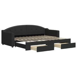 vidaXL Divano Letto Estraibile con Cassetti Nero 80x200 cm in Tessuto