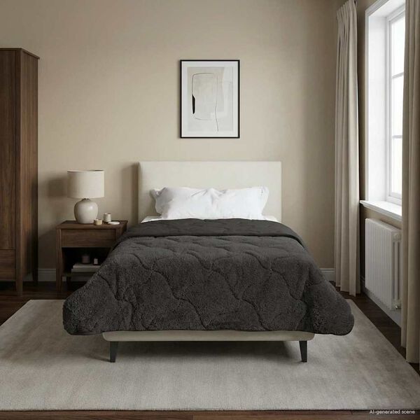 vidaXL Piumone Completo Annuale Trapuntato Antracite 155 x 200 cm