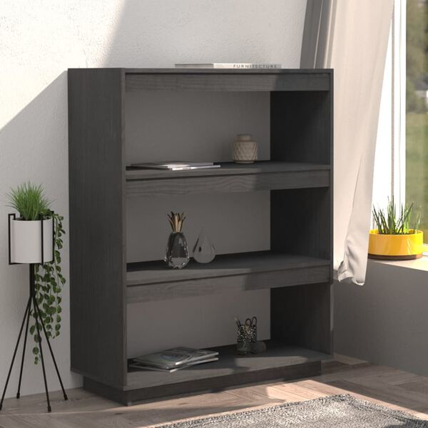 vidaXL Libreria/Divisorio Grigio 80x35x103 cm Legno Massello di Pino