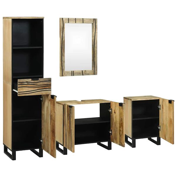 vidaXL Set di mobili per il bagno 4 pcs Marrone Legno multistrato