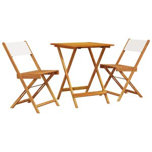 vidaXL Set da Bistrot 3pz Bianco Crema in Tessuto e Legno Massello