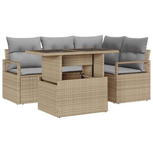vidaXL Set Divano da Giardino 5 pcs beige e grigio chiaro polyrattan