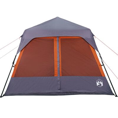 vidaXL Tenda Campeggio 9 Persone Grigio e Arancione Impermeabile
