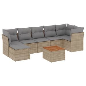 vidaXL Set Divano da Giardino 8 pz con Cuscini Beige Misto Polyrattan