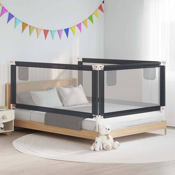 vidaXL Sponda Letto Sicurezza Bambini Grigio Scuro 200x25 cm Tessuto