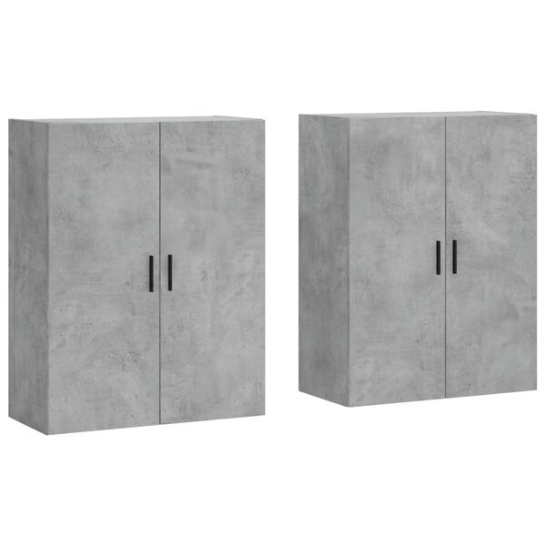 vidaXL Mobili a Parete 2 pz Grigio Cemento 69,5x34x90 cm