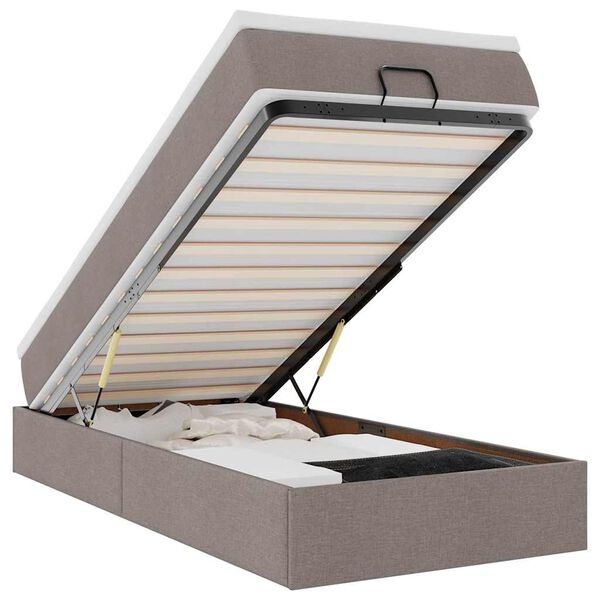 vidaXL Struttura Letto Pouf con Materasso Tortora 100x200cm in Tessuto