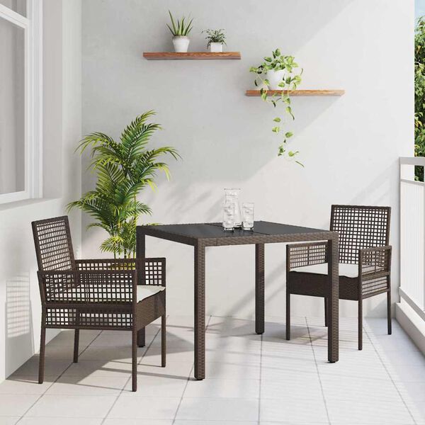 vidaXL Set da Pranzo per Giardino 3 pcs Marrone polyrattan