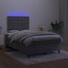 vidaXL Letto a Molle con Materasso e LED Grigio Scuro 120x200 cm