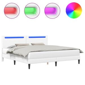 vidaXL Struttura del letto con testiera Bianco 180 x 200 cm Similpelle