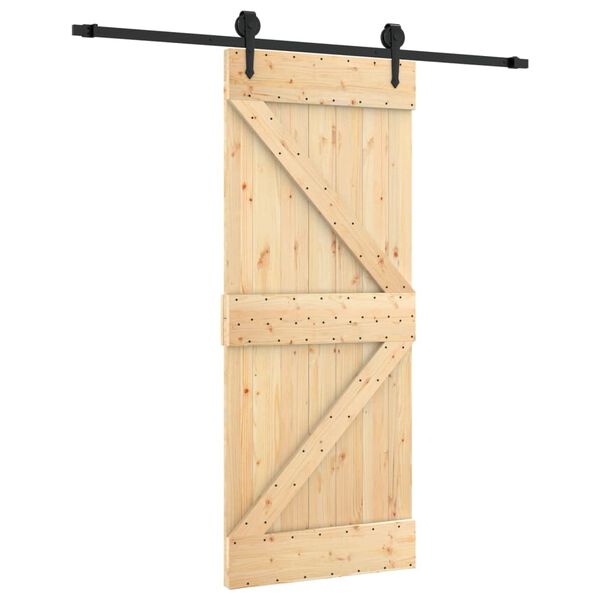vidaXL Porta Scorrevole con Set Hardware 85x210 cm Legno Massello Pino