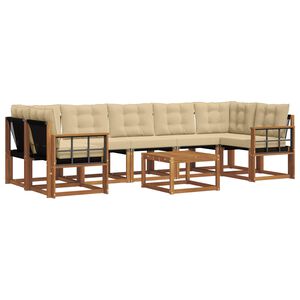 vidaXL Set di divani da esterno con cuscino 8 pcs Naturale e Beige