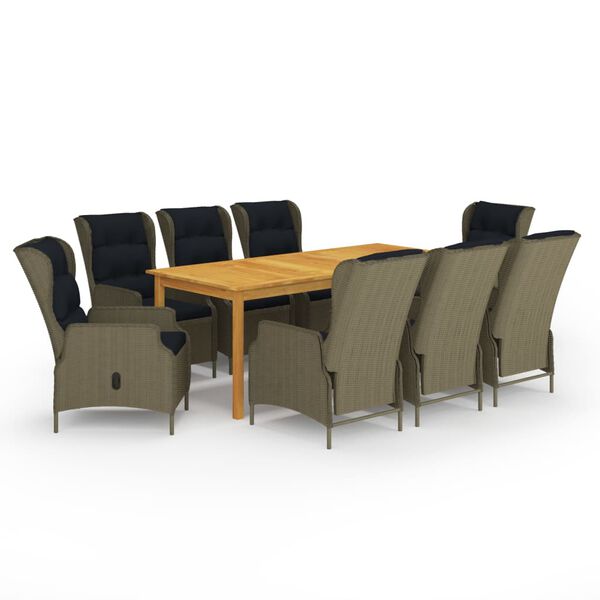 vidaXL Set da Pranzo da Giardino 9 pz Marrone