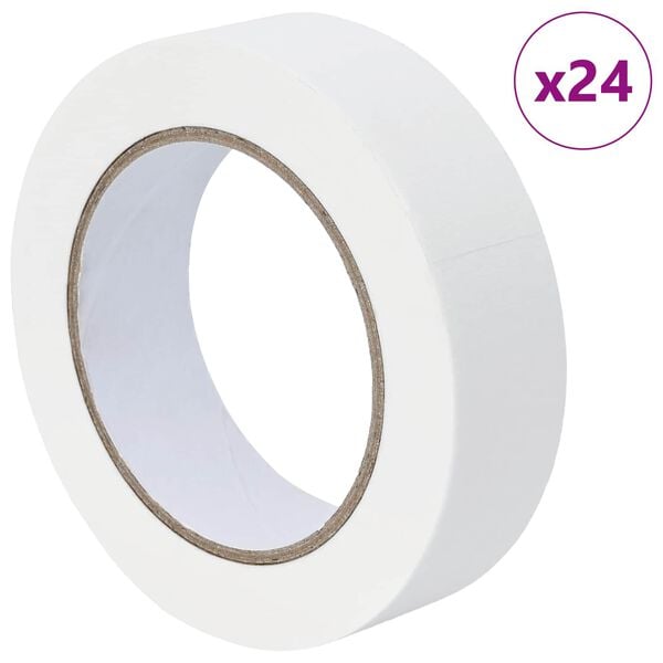 vidaXL Nastri Adesivi per Pittori 24 pcs Bianco 30mm x 50m Carta