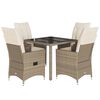 vidaXL Set da Pranzo da Giardino 5 pz con Cuscini Beige in Polyrattan