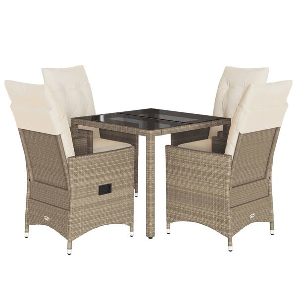 vidaXL Set da Pranzo da Giardino 5 pz con Cuscini Beige in Polyrattan