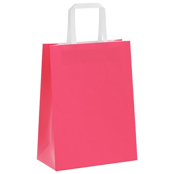 vidaXL Sacchetti di Carta 50 pz con Manici Rosa 21x11x28 cm