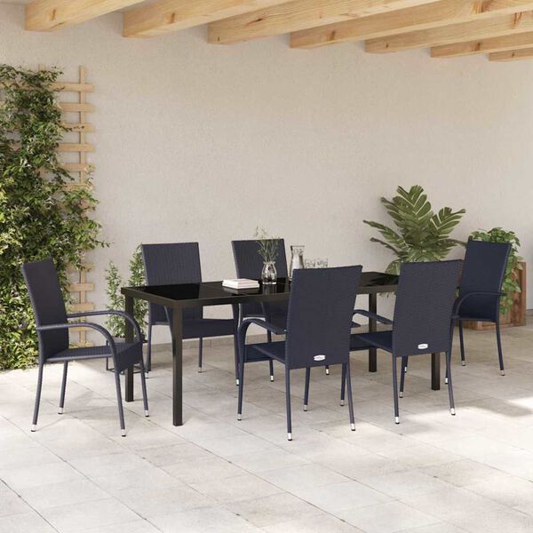 vidaXL Set da Pranzo per Giardino 7 pcs Nero