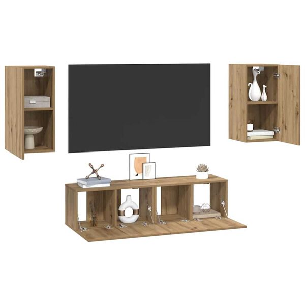 vidaXL Set mobile TV 4 pcs rovere artigianale 30.5 x 30 x 60 cm