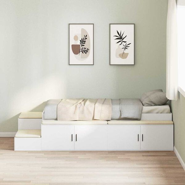 vidaXL Struttura letto con contenitore Bianco 80 cm Legno multistrato