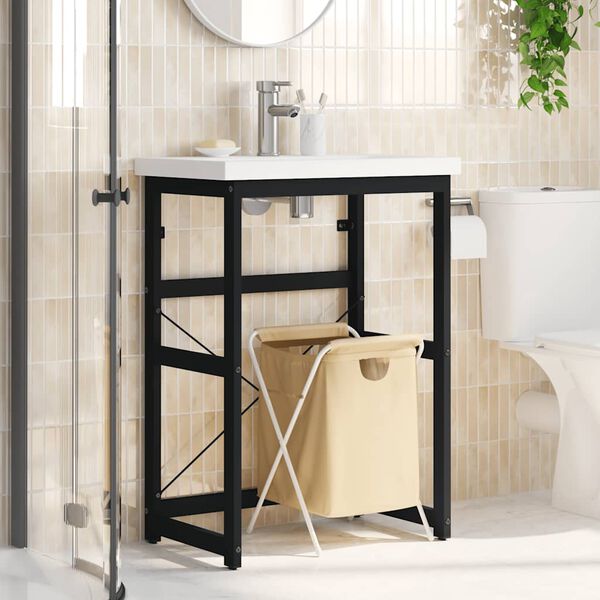 vidaXL Struttura per Lavabo da Bagno Nera 59x38x83 cm in Ferro