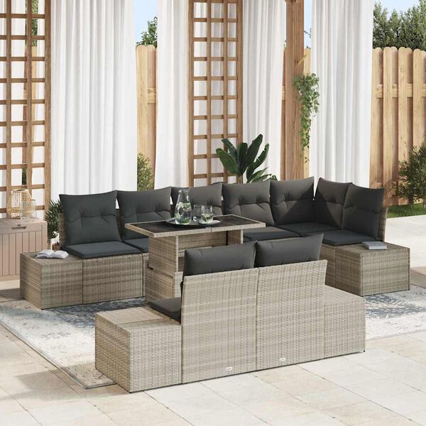 vidaXL Set Divano da Giardino 9 pcs Grigio chiaro Poly Rattan