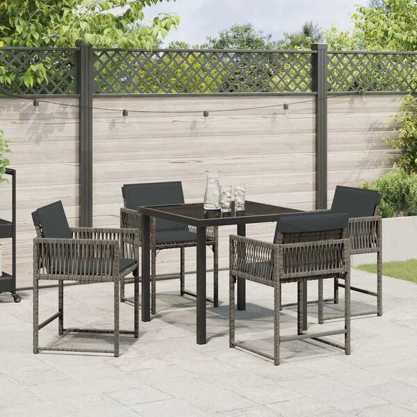 vidaXL Set da Pranzo per Giardino 5 pcs Grigio polyrattan