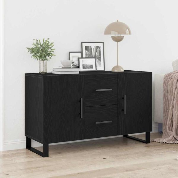 vidaXL Credenza Rovere nero 100 x 36 x 60 cm Legno multistrato