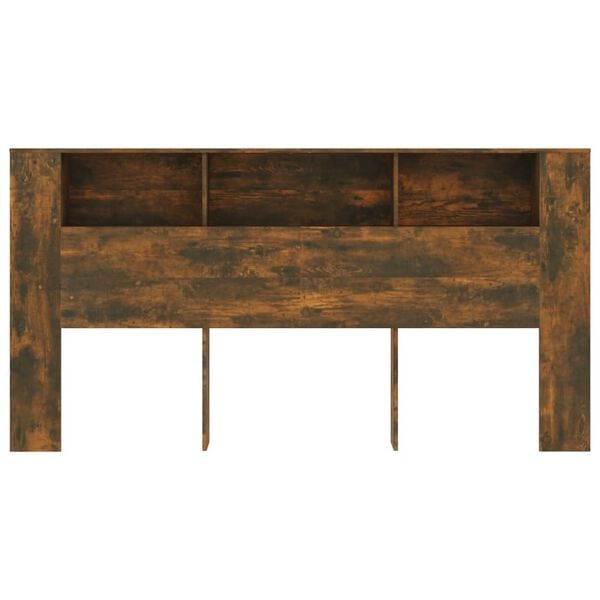 vidaXL Testiera con Contenitore Rovere Fumo 200x18,5x104,5 cm