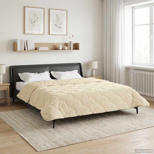 vidaXL Duvet Invernale Crema 200 x 200 cm Microfibra e Fleece Teddy