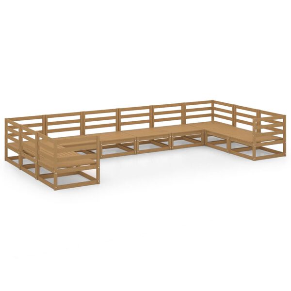 vidaXL Set Divani da Giardino 10 pz in Legno Massello di Pino