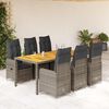 vidaXL Set Bistr&ograve; da Giardino 7 pz con Cuscini in Polyrattan Grigio