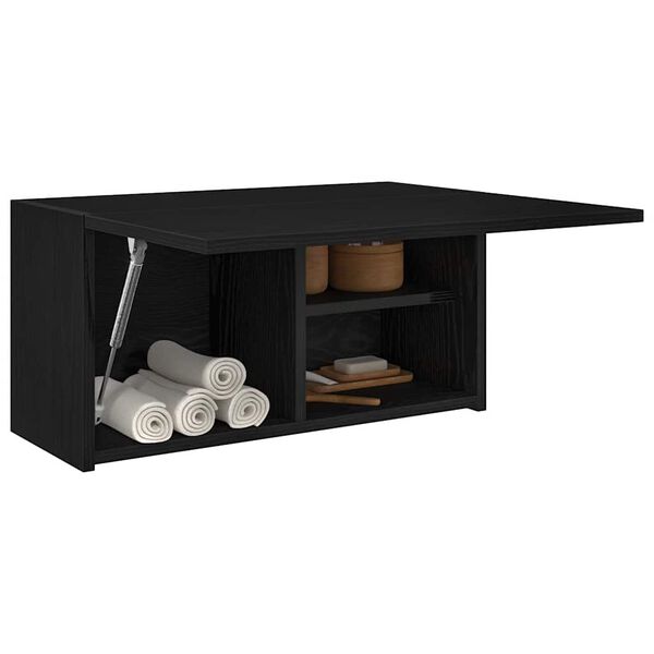 vidaXL Mobile da Bagno a Parete Nero 60x25x30 cm in Legno Multistrato