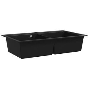 vidaXL Lavandino Cucina Granito Nero Doppio con Montaggio Sopra