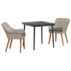vidaXL Set da Pranzo per Giardino 3 pz Grigio chiaro polyrattan