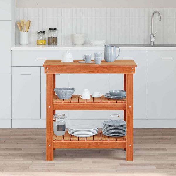 vidaXL Banco da lavoro Marrone cerato 78,5 x 50 x 80 cm Pino massello