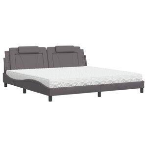 vidaXL Letto Viana con Materasso Grigio 200x200 cm in Similpelle