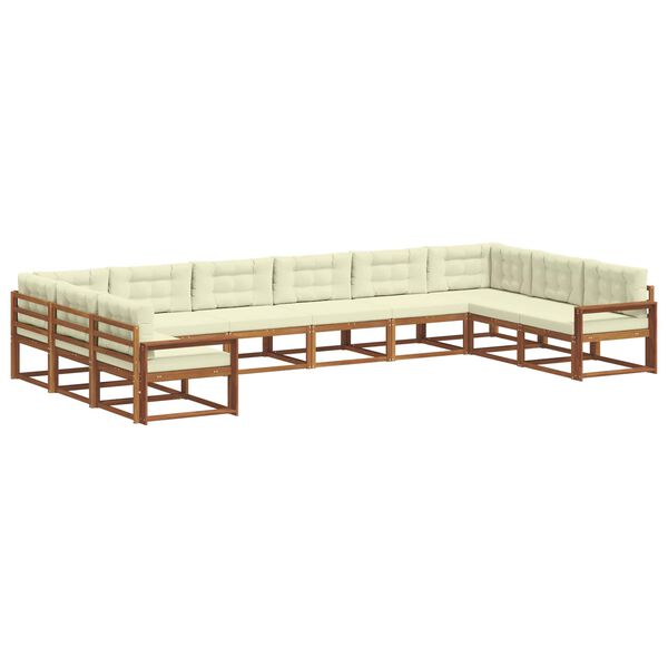 vidaXL Set di divani da esterno con cuscino 10 pcs Naturale e Crema