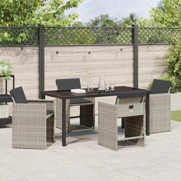 vidaXL Set da Pranzo per Giardino 5 pcs Grigio chiaro polyrattan