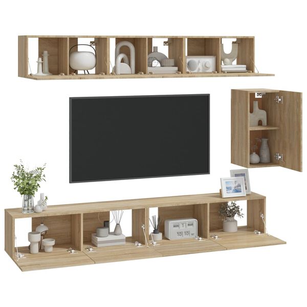 vidaXL Set di Mobili Porta TV 6 pz Rovere Sonoma in Legno Multistrato