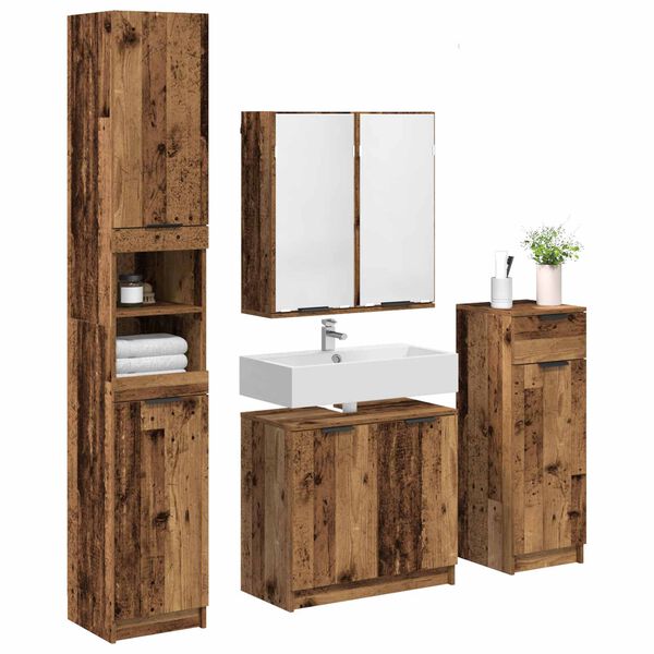 vidaXL Set di mobili per il bagno con cassetto 4 pcs Legno vecchio