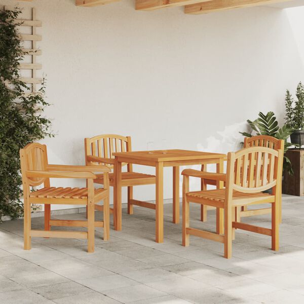 vidaXL Set da Pranzo per Giardino 5 pz in Legno Massello di Teak
