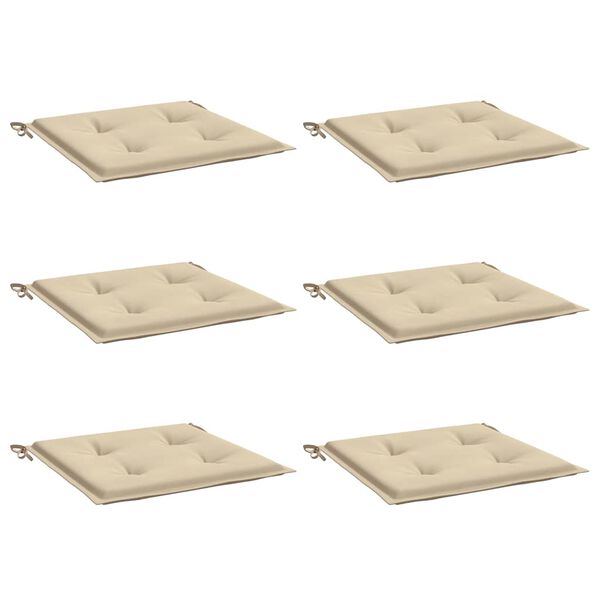 vidaXL Cuscini per Sedia 6 pz Beige 40x40x4 cm in Tessuto Oxford