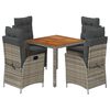 vidaXL Set da Pranzo da Giardino 5 pz con Cuscini in Polyrattan Grigio