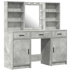 vidaXL Set da tavolo da trucco con LED con porta 3 pcs Grigio cemento
