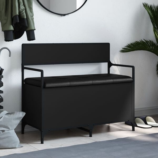 vidaXL Panca Portaoggetti Nera 85,5x42x73,5 cm in Legno Multistrato