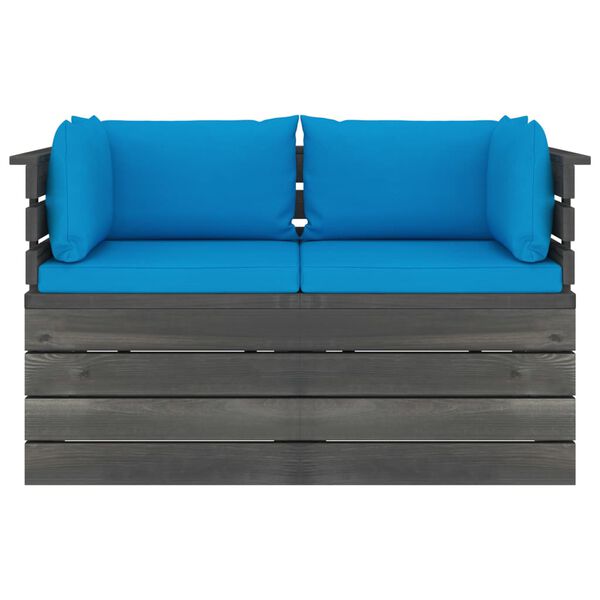 vidaXL Divano da Giardino 2 Posti su Pallet con Cuscini Massello Pino