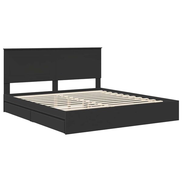 vidaXL Letto con Contenitore Nero 200 x 200 cm Legno multistrato