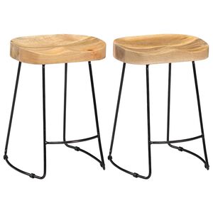 vidaXL Sgabelli da Bar Gavin 2 pz in Legno Massello di Mango